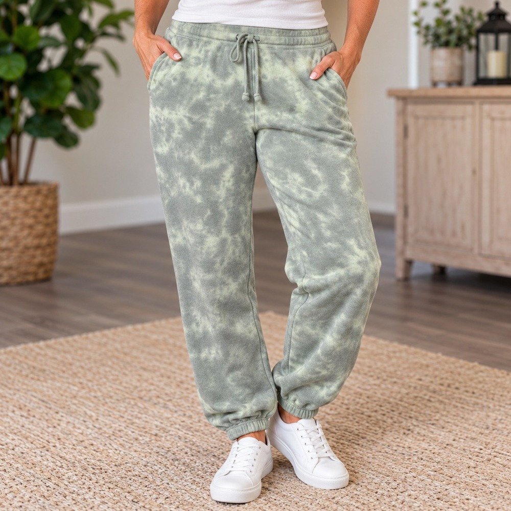 Alternative Earthleisure Tie Dye Jogger Sweatpants Green Medium Eco-Friendly